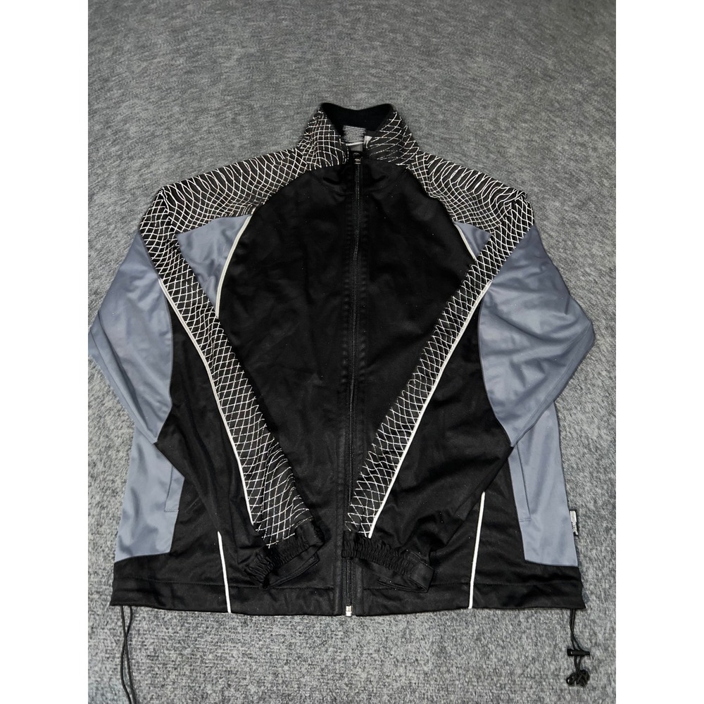 IllumiNite Reflective Track Jacket Mens Large Black Gray Full Zip RN 105500